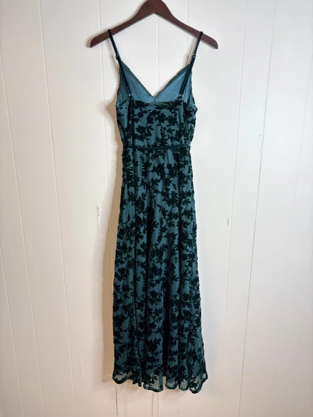 Revelry Tilley Floral Burnout Velvet Dress Maxi Emerald Green small bridesmaid - Picture 3 of 6